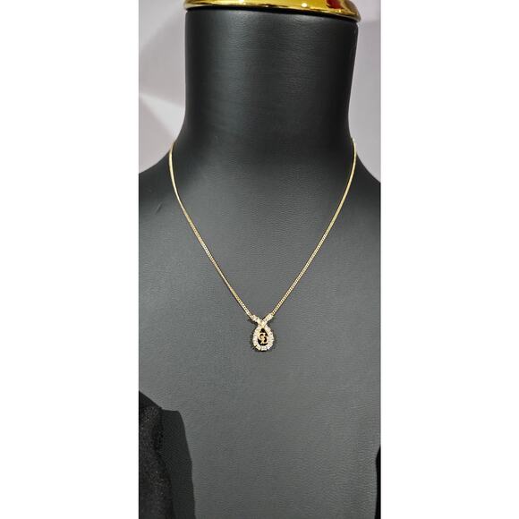 Christian Dior Classic CD Logo Monogram Rhinestone Pendant Gold Necklace - Picture 1 of 3